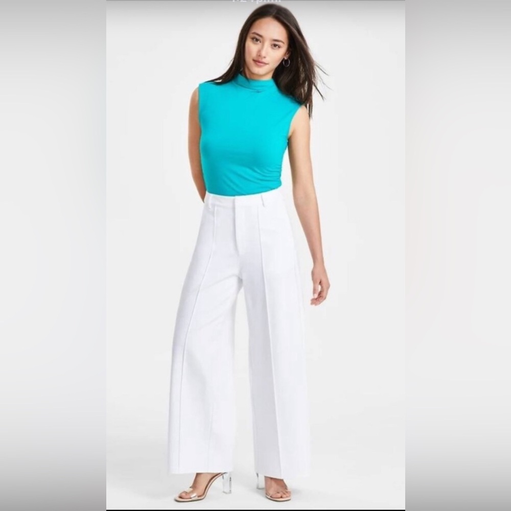 Bar Ill Women's Ponte Pants, Wide-Leg, Zipper  BRIGHT WHITE